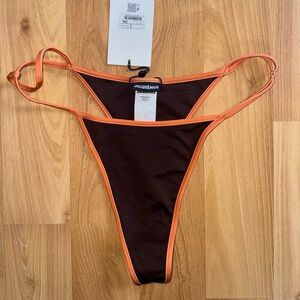 Jacquemus Soleil Brown Bikini Bottom with Orange Trim